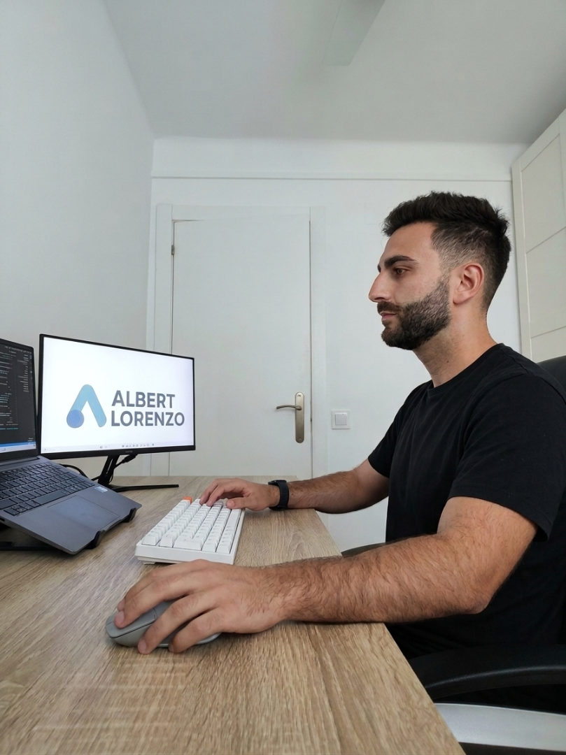 Albert Lorenzo trabajando en su escritorio
